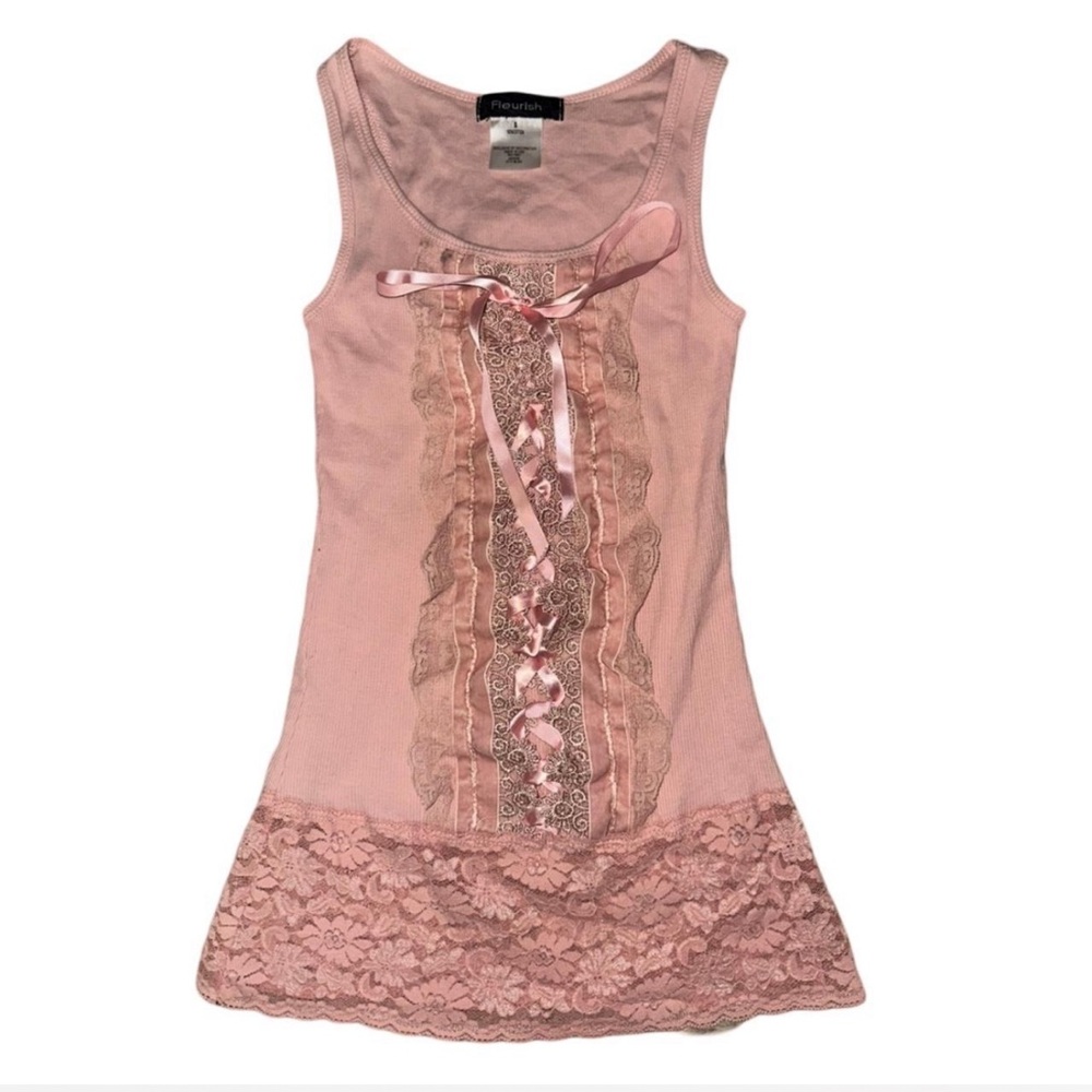 vintage pink embroidered top